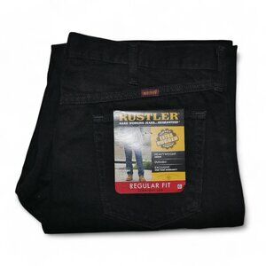 Rustler Men's Size 40x32 Jeans Black Denim Regular Fit Straight Leg NWT
